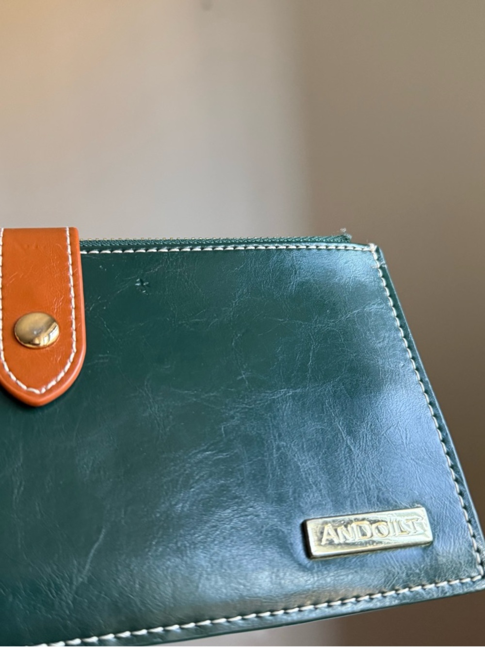 AnDoilt Genuine Leather Credit Card ID Bills Green Wallet Slim Bifold Purse - Picture 12 of 14